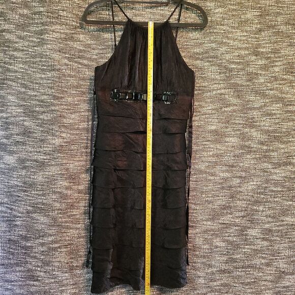 Cache Party Formal Dress Shimmering Ruffled Black size 2 LBD - Picture 9 of 14